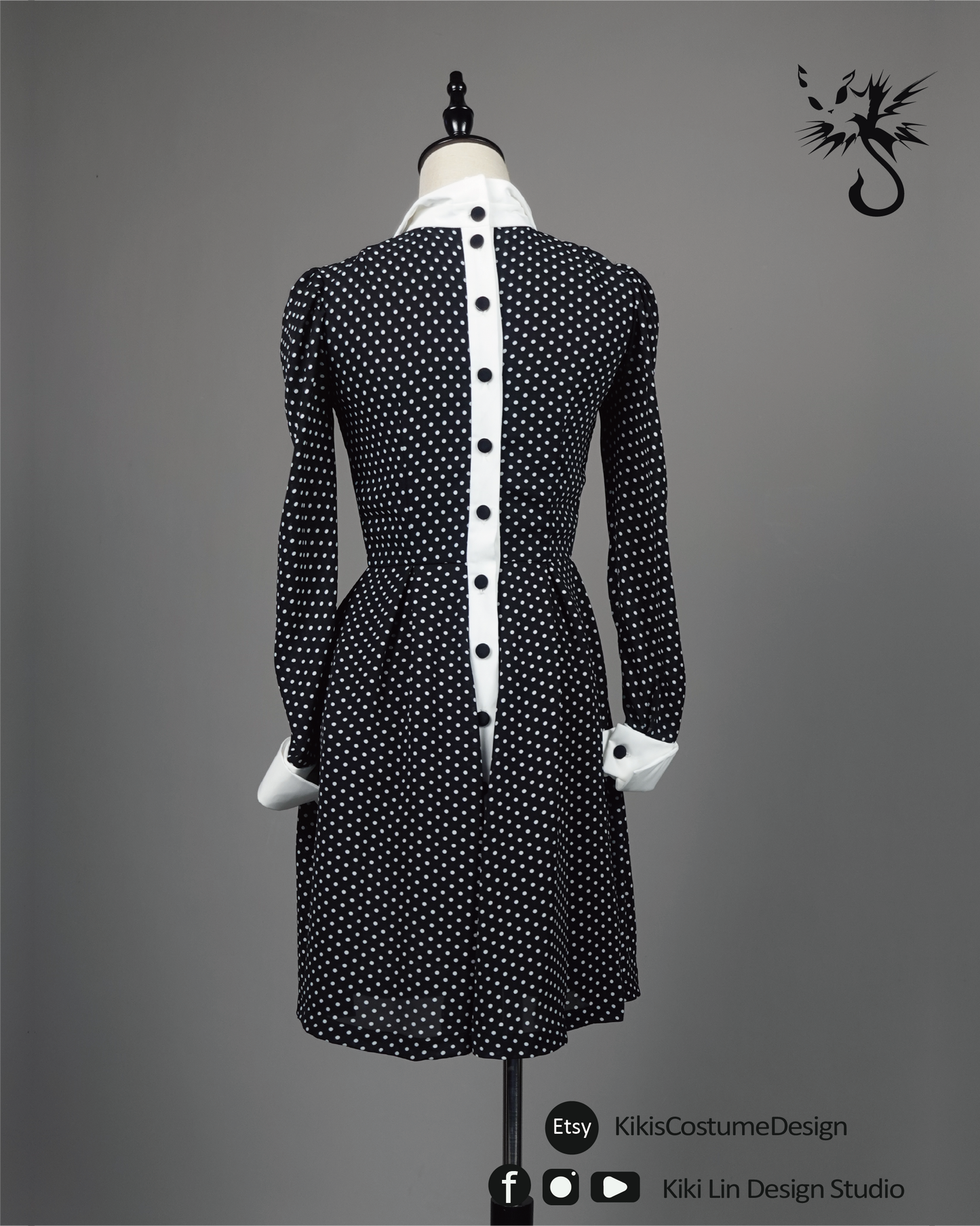 Polka-Dot "Reverse Placket" Doll Dress