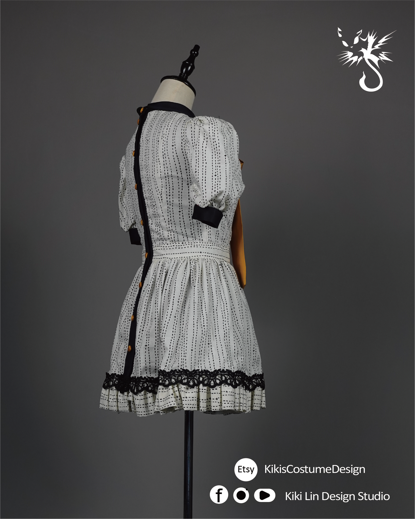 Mustard-Bow Monochrome Doll Dress