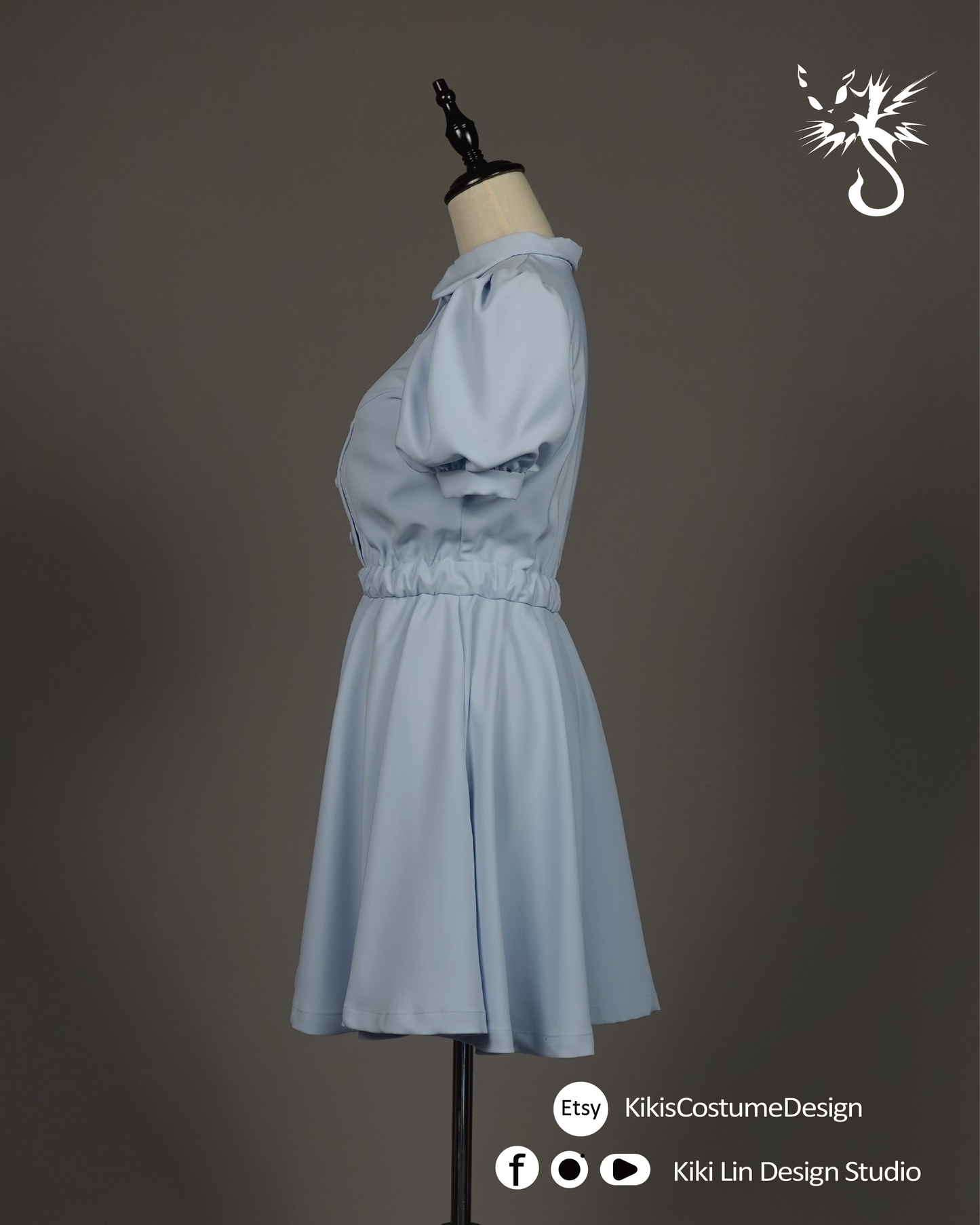 Powder Blue "Dollhouse" Puff-Sleeve Dress