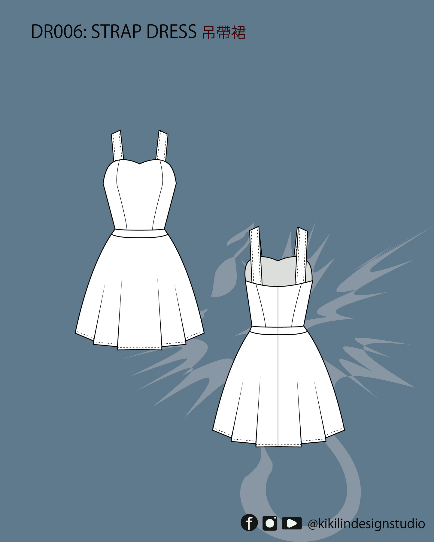Strap Dress Sewing Patterns | 吊帶裙縫紉版型 (XS-2XL)
