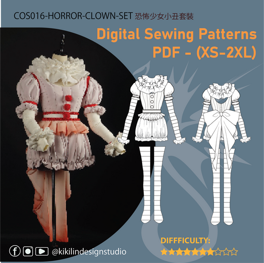 Horror Clown Cosplay Pattern Set | 恐怖小丑紙型套組紙型 (XS-2XL)