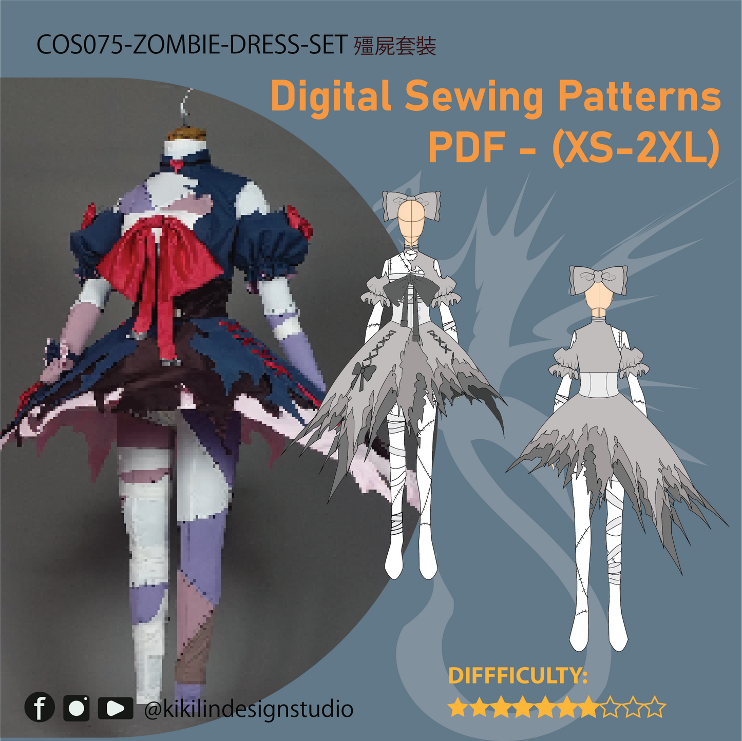 Zombie Idol Cosplay Pattern Set | 殭屍偶像紙型套組 (XS-2XL)