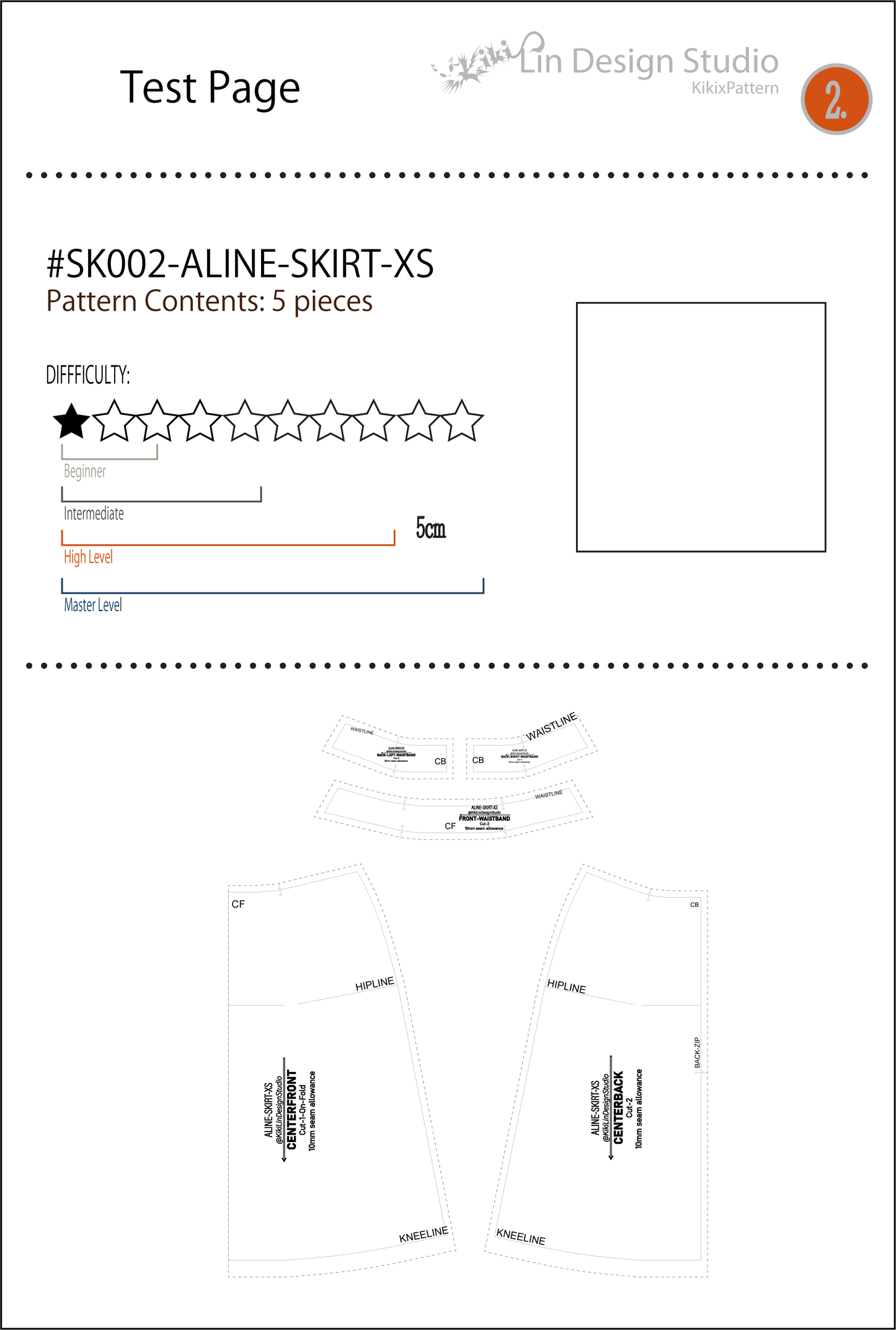 Digital Sewing Pattern | Basic A-Line Skirt | 基礎 A 字裙(XS-2XL）