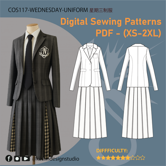 Wednesday Nevermore Academy Uniform Sewing Pattern |星期三學院制服縫紉紙型 (XS-2XL)