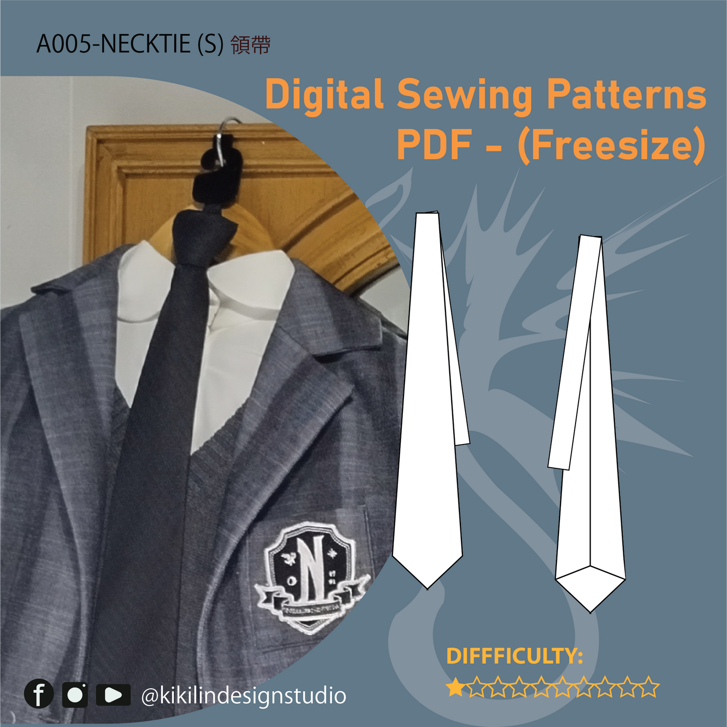Wednesday Nevermore Academy Uniform Sewing Pattern |星期三學院制服縫紉紙型 (XS-2XL)