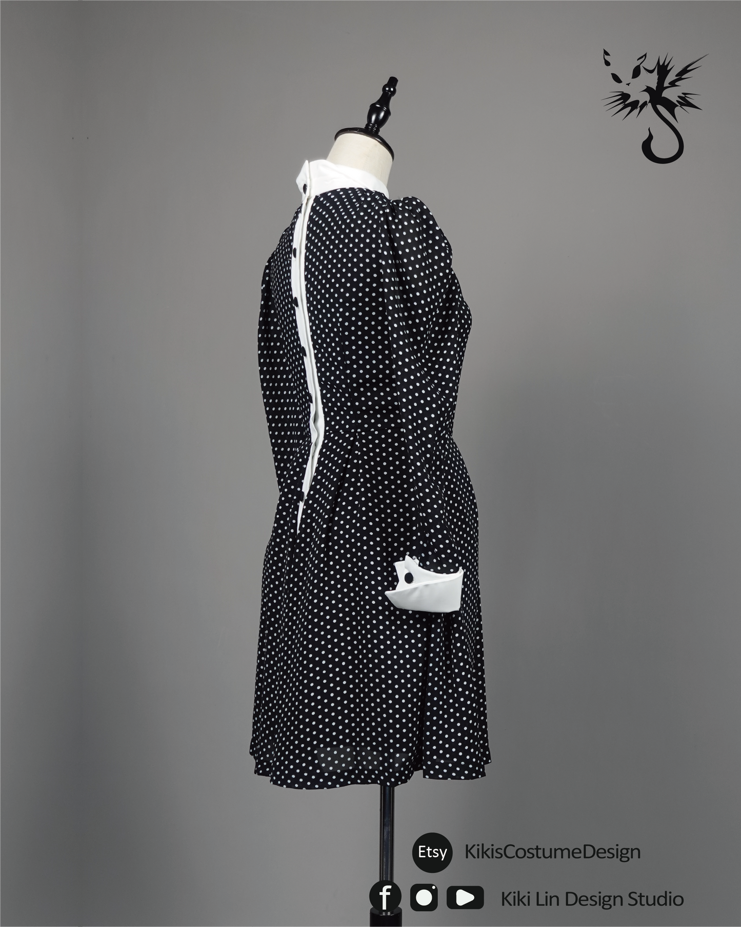 Polka-Dot "Reverse Placket" Doll Dress