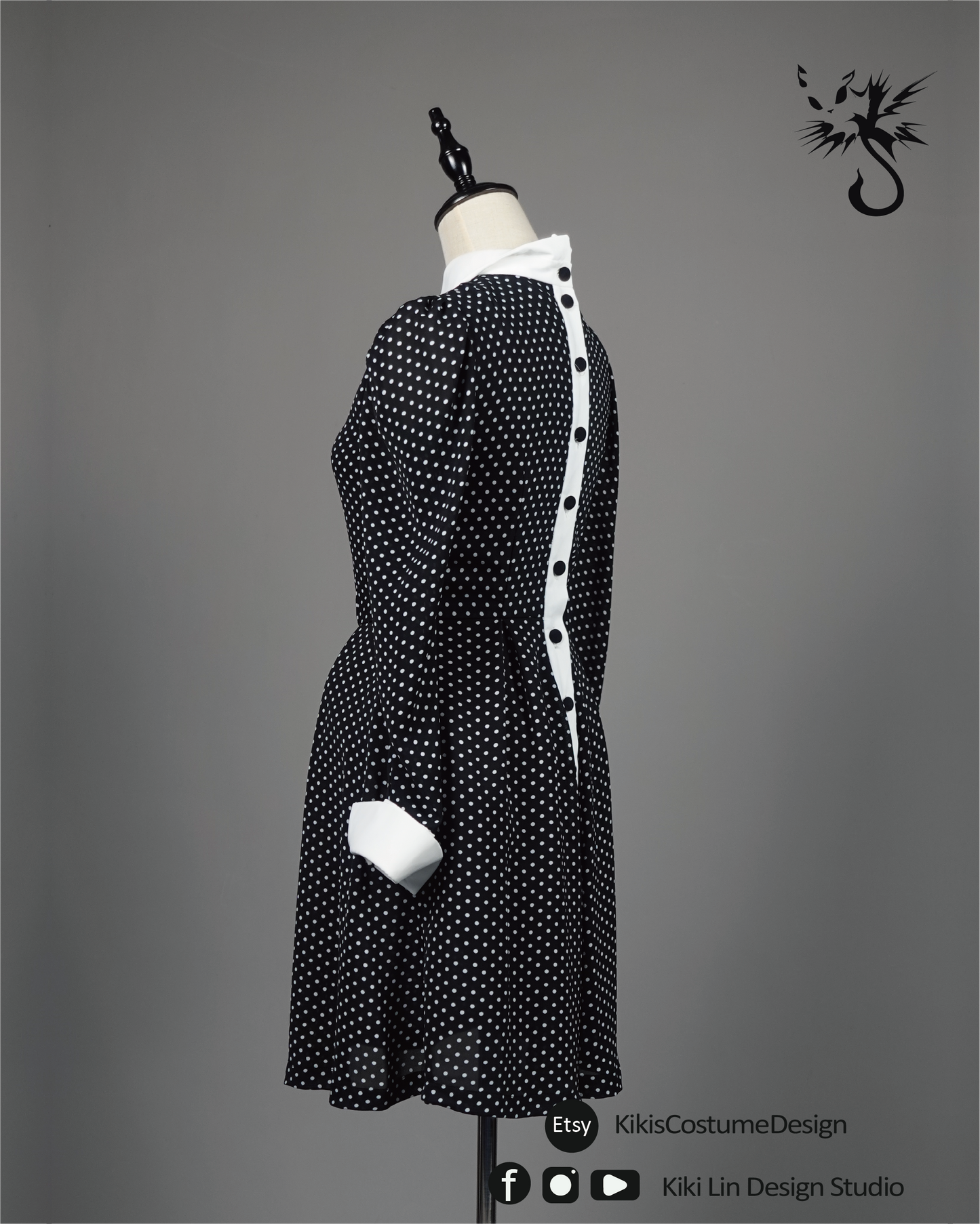 Polka-Dot "Reverse Placket" Doll Dress
