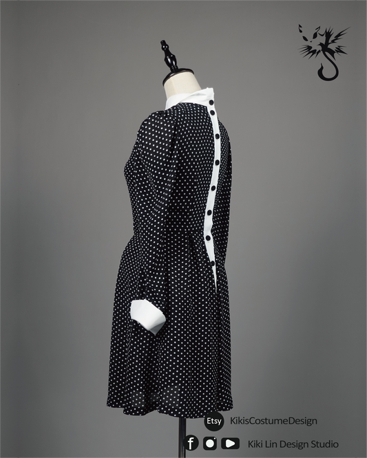 Polka-Dot "Reverse Placket" Doll Dress