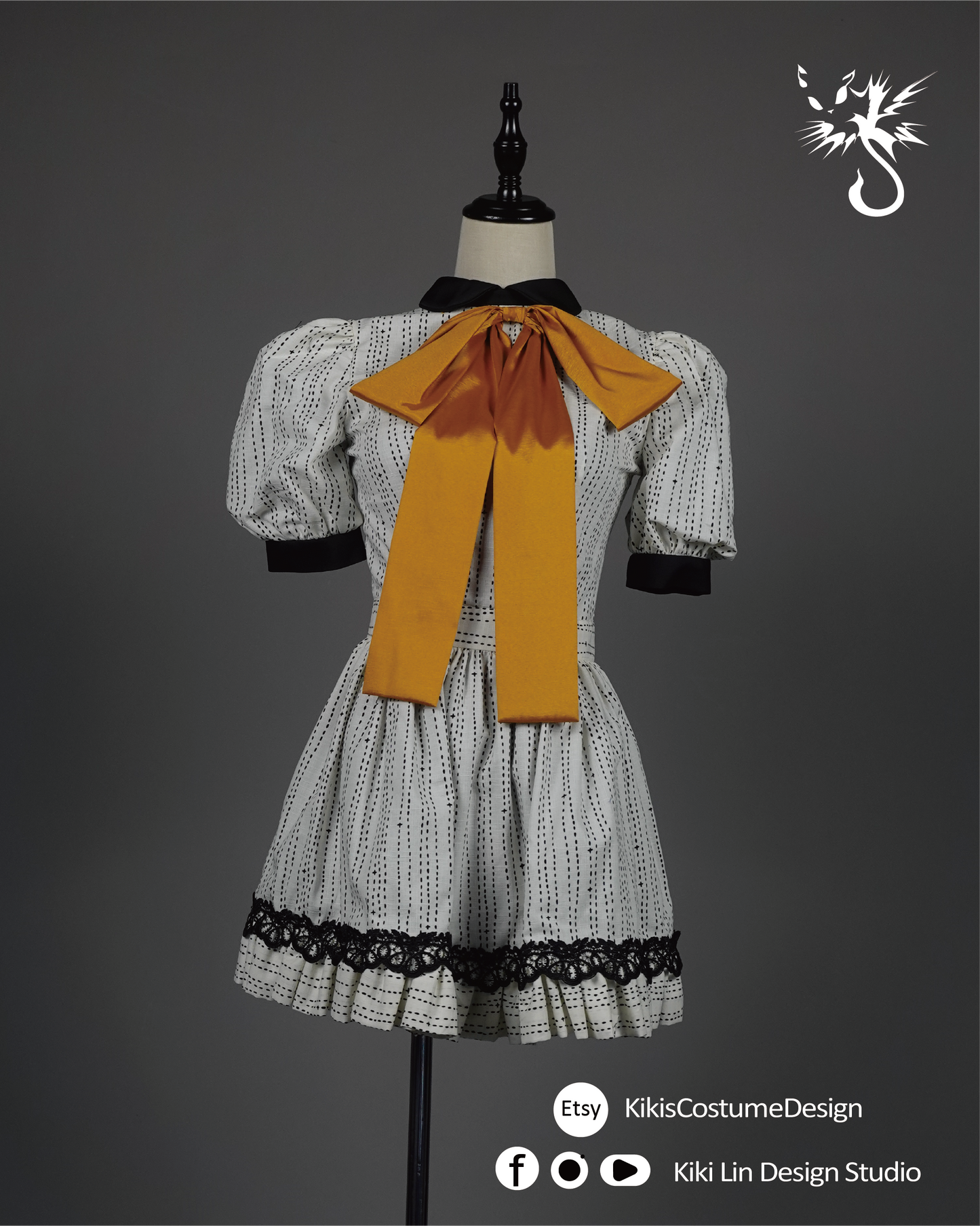Mustard-Bow Monochrome Doll Dress
