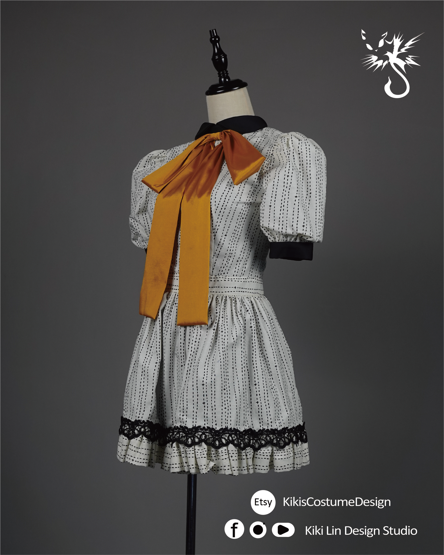 Mustard-Bow Monochrome Doll Dress