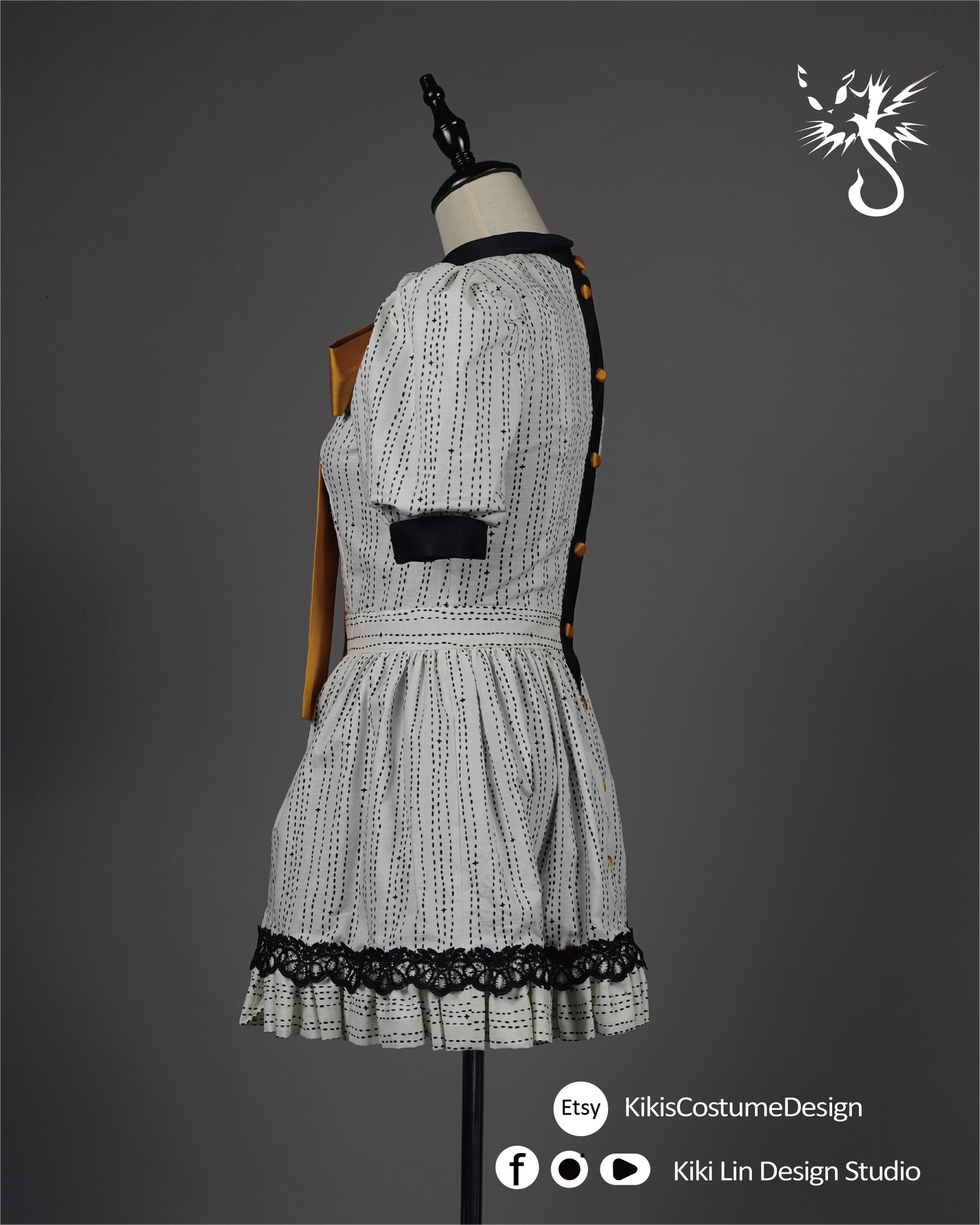 Mustard-Bow Monochrome Doll Dress