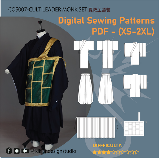 Cult Leader Monk Ensemble Cosplay Pattern Set | 教主僧侶全套服裝版型套組 (size XS-2XL)