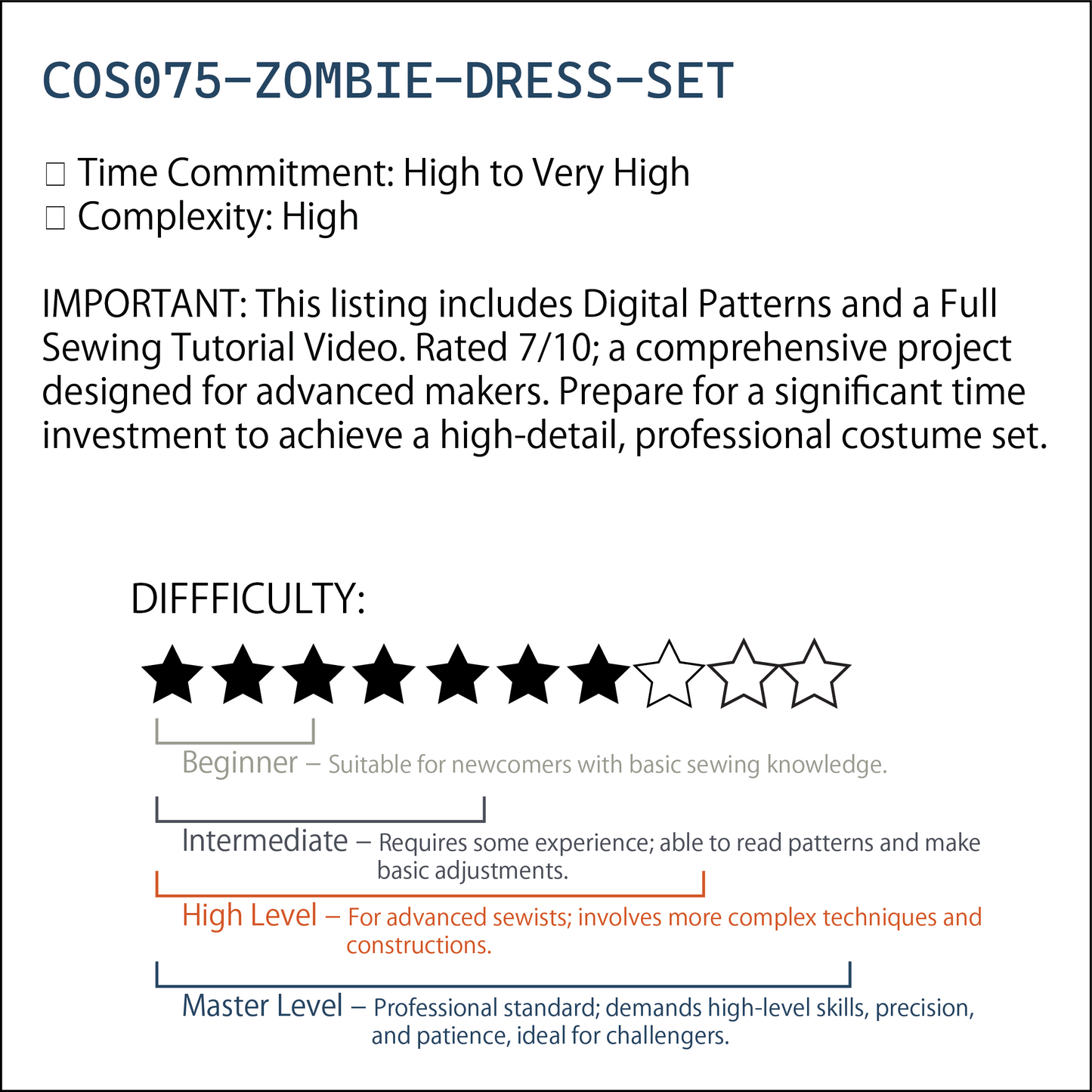 Zombie Idol Cosplay Pattern Set | 殭屍偶像紙型套組 (XS-2XL)