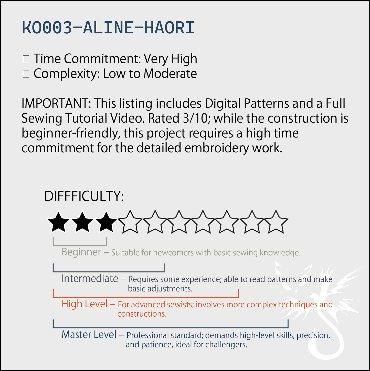 Haori A-Line Robe PDF (XS-2XL)  A字型羽織 (XS-2XL)