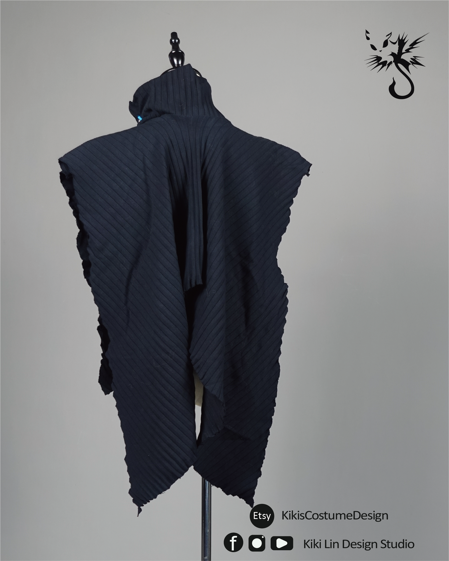 Archival Pleated "Cyber-Bat" Sculptural Capelet