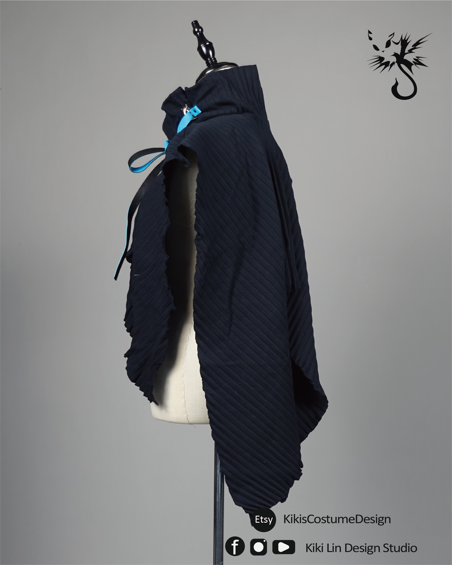 Archival Pleated "Cyber-Bat" Sculptural Capelet