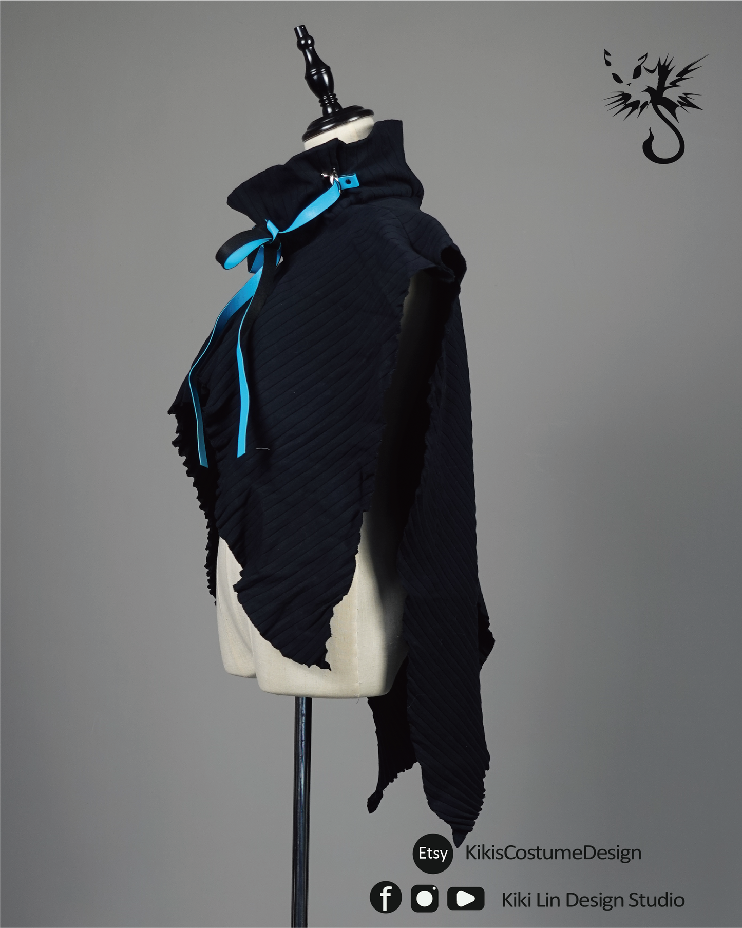 Archival Pleated "Cyber-Bat" Sculptural Capelet