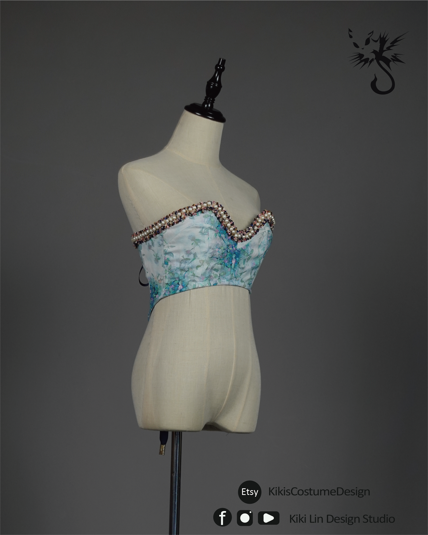 Archival "Ocean Pearl" Beaded Sweetheart Corset