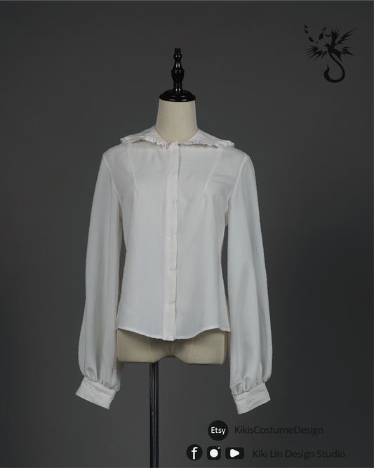 Flounce Peter Pan Collar Blouse (100% Linen)