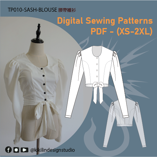 Digital Sewing Pattern | Sash Blouse| 綁帶襯衫（XS-2XL）