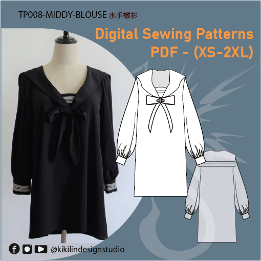 Digital Sewing Pattern | Middy Blouse|水手領襯衫（XS-2XL）
