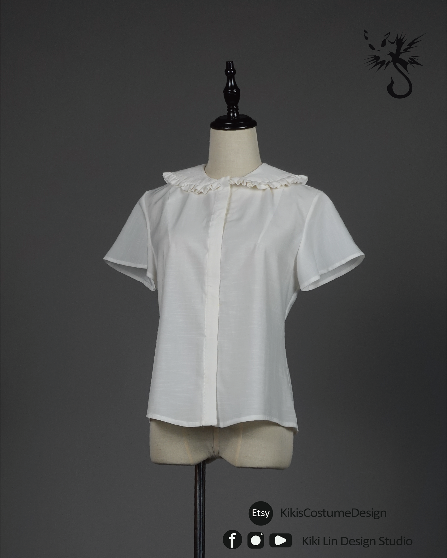 Flounce Peter Pan Blouse - Short Sleeve