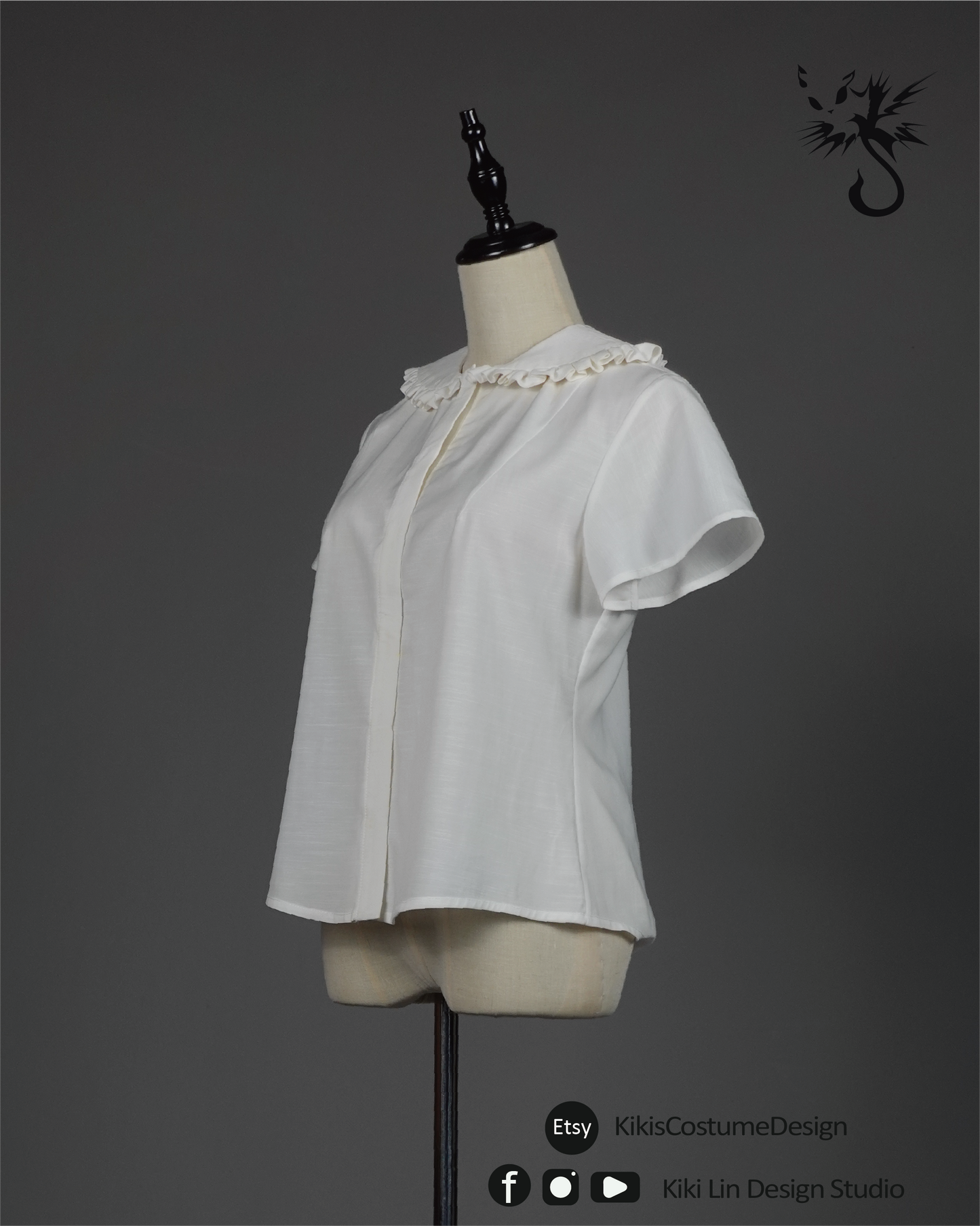Flounce Peter Pan Blouse - Short Sleeve