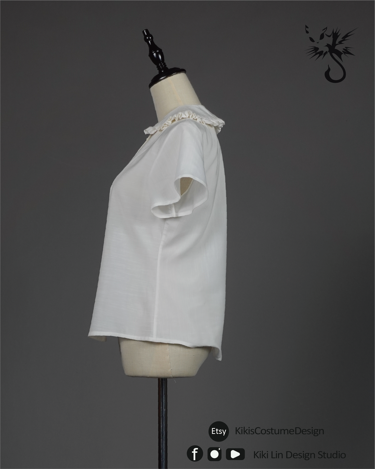Flounce Peter Pan Blouse - Short Sleeve