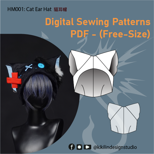 Digital Cat-Ear Hat Sewing Pattern File 貓耳帽縫紉版型檔案