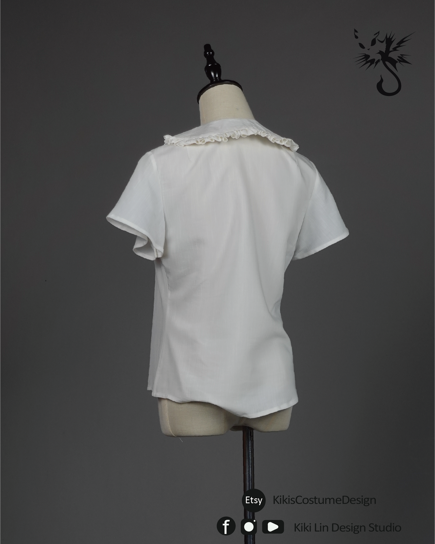 Flounce Peter Pan Blouse - Short Sleeve
