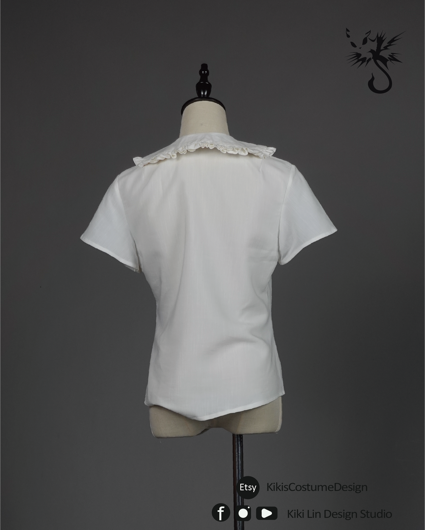 Flounce Peter Pan Blouse - Short Sleeve