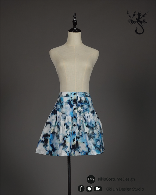 Printed Taffeta Yoke Skirt (Exclusive Sample)