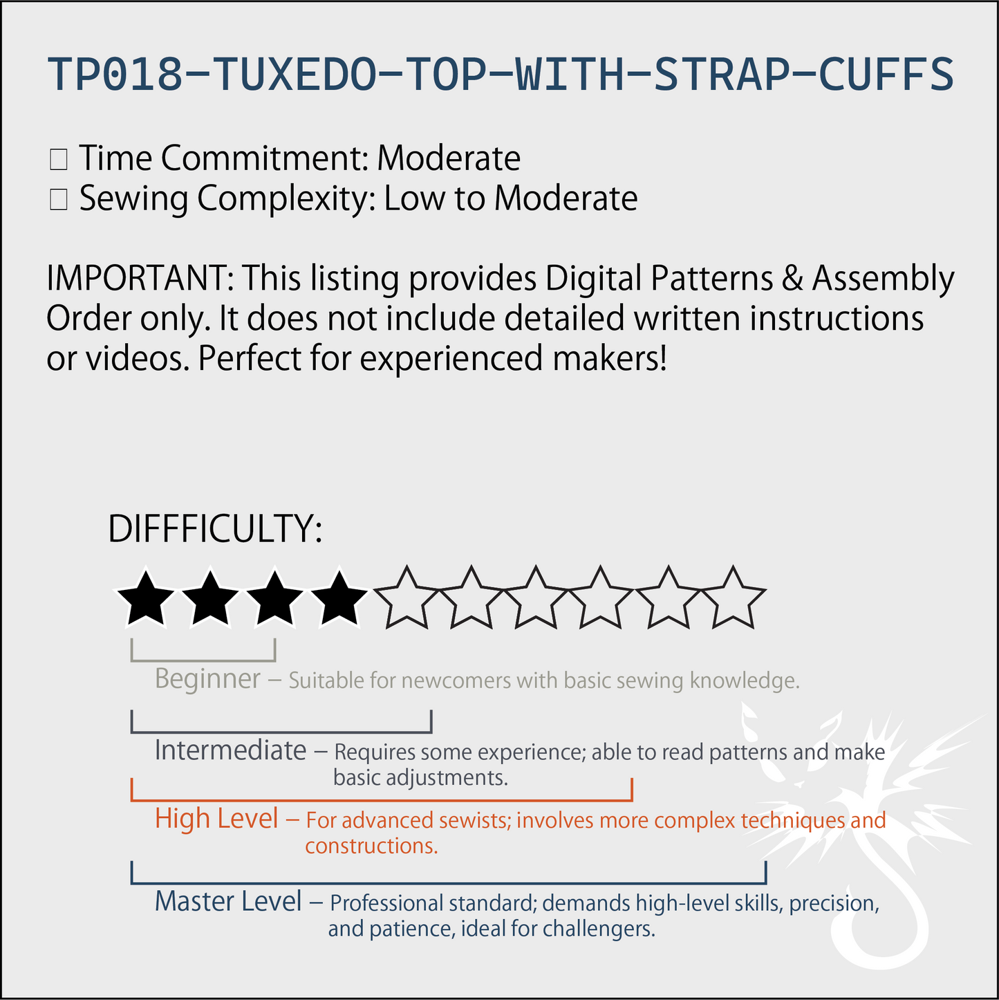 Tuxedo Blouse with Strap Cuffs Pattern | Two-Tone Button Down Shirt PDF (XS-2XL)