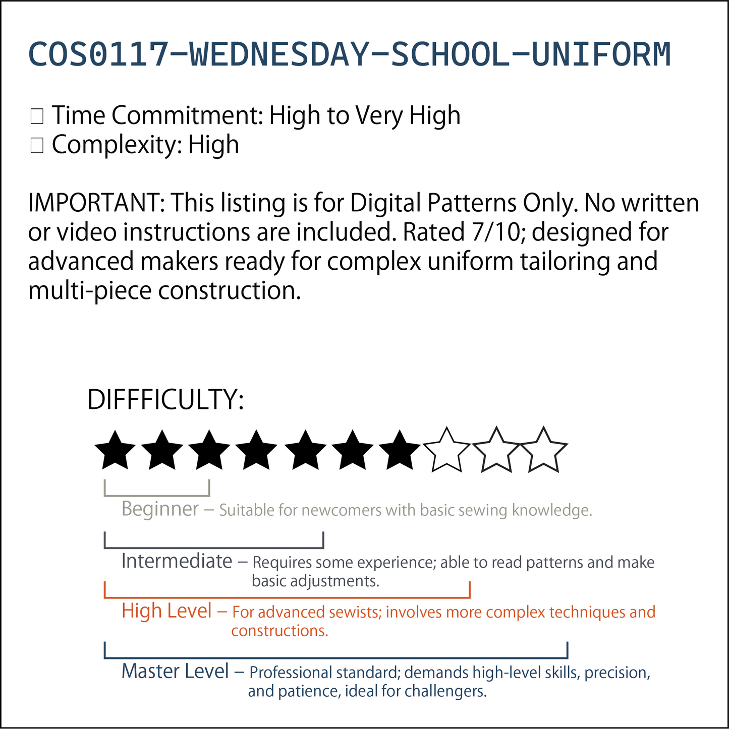 Wednesday Nevermore Academy Uniform Sewing Pattern |星期三學院制服縫紉紙型 (XS-2XL)