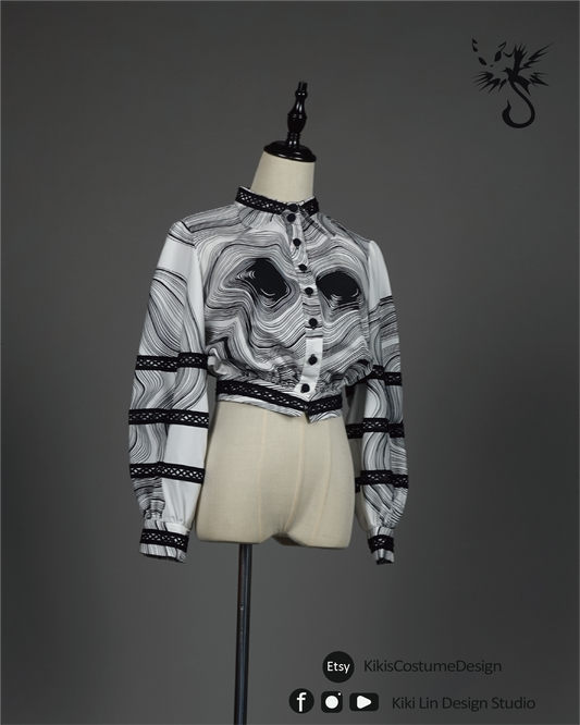 Graphic Print Lace-Trim Crop Top