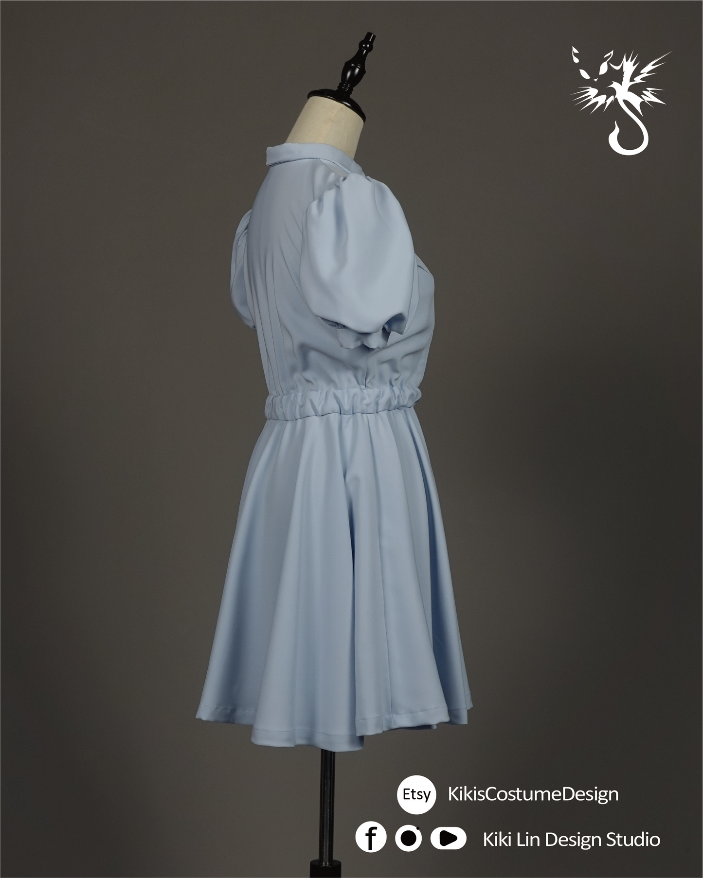 Powder Blue "Dollhouse" Puff-Sleeve Dress