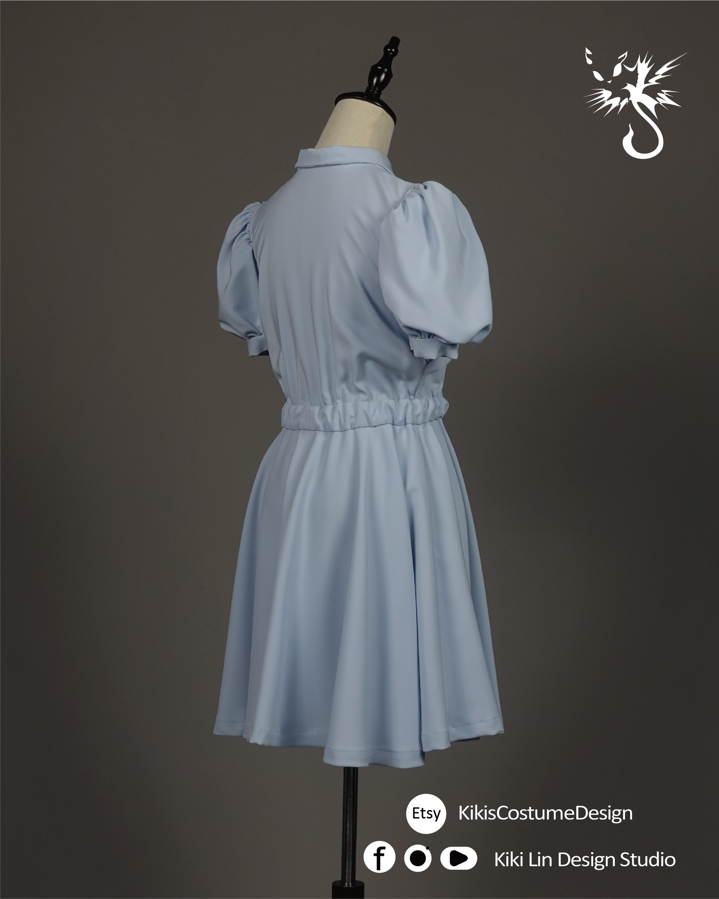Powder Blue "Dollhouse" Puff-Sleeve Dress