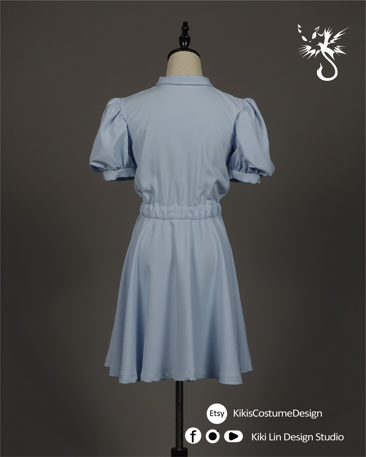 Powder Blue "Dollhouse" Puff-Sleeve Dress