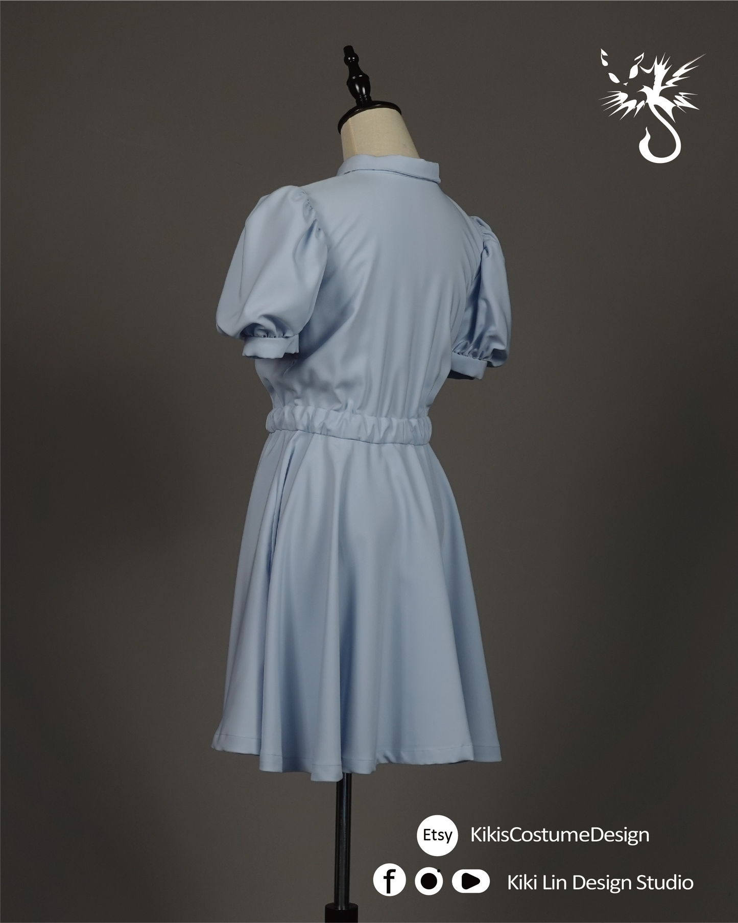 Powder Blue "Dollhouse" Puff-Sleeve Dress