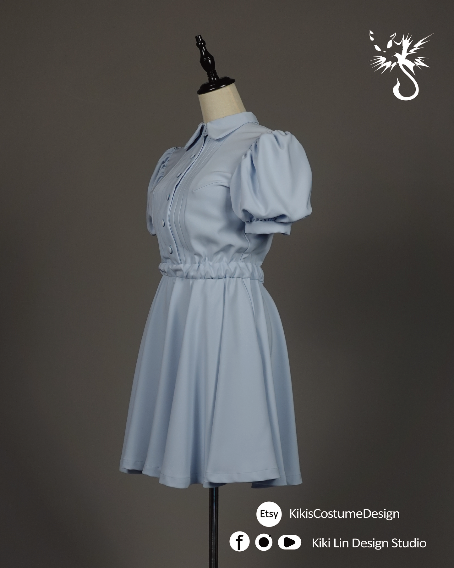 Powder Blue "Dollhouse" Puff-Sleeve Dress