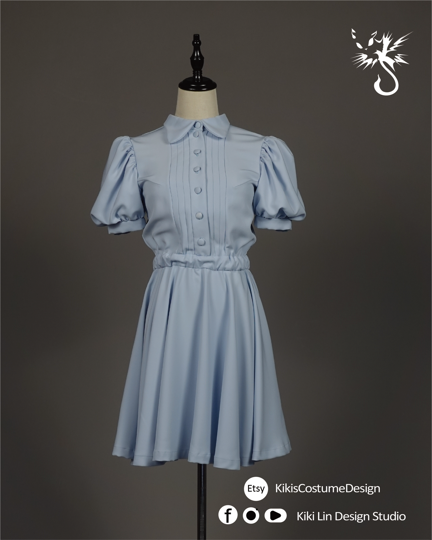 Powder Blue "Dollhouse" Puff-Sleeve Dress