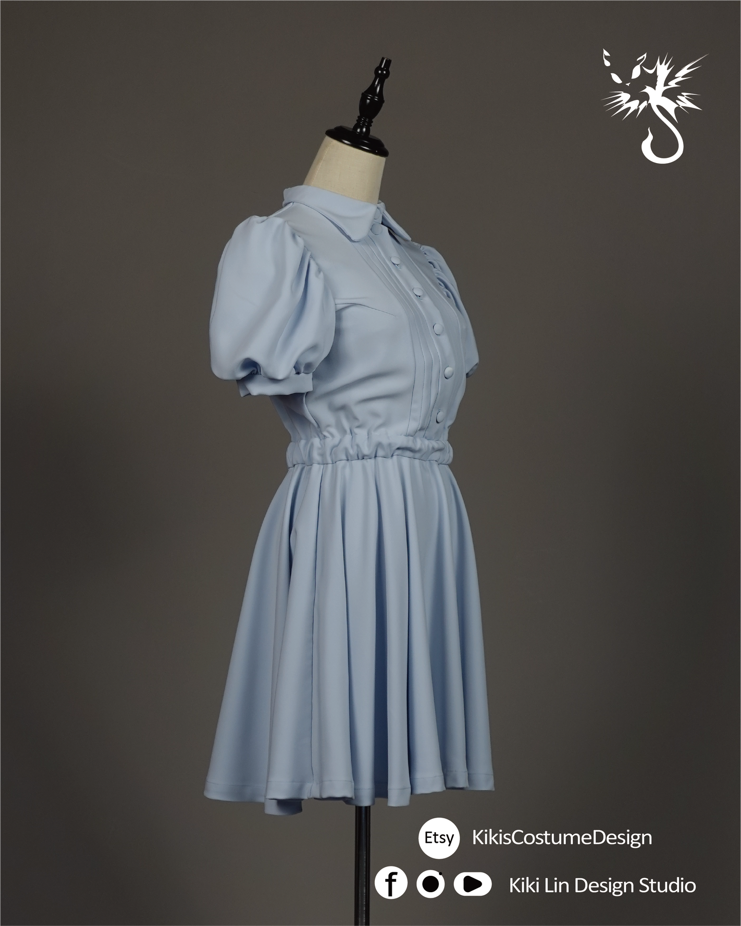 Powder Blue "Dollhouse" Puff-Sleeve Dress