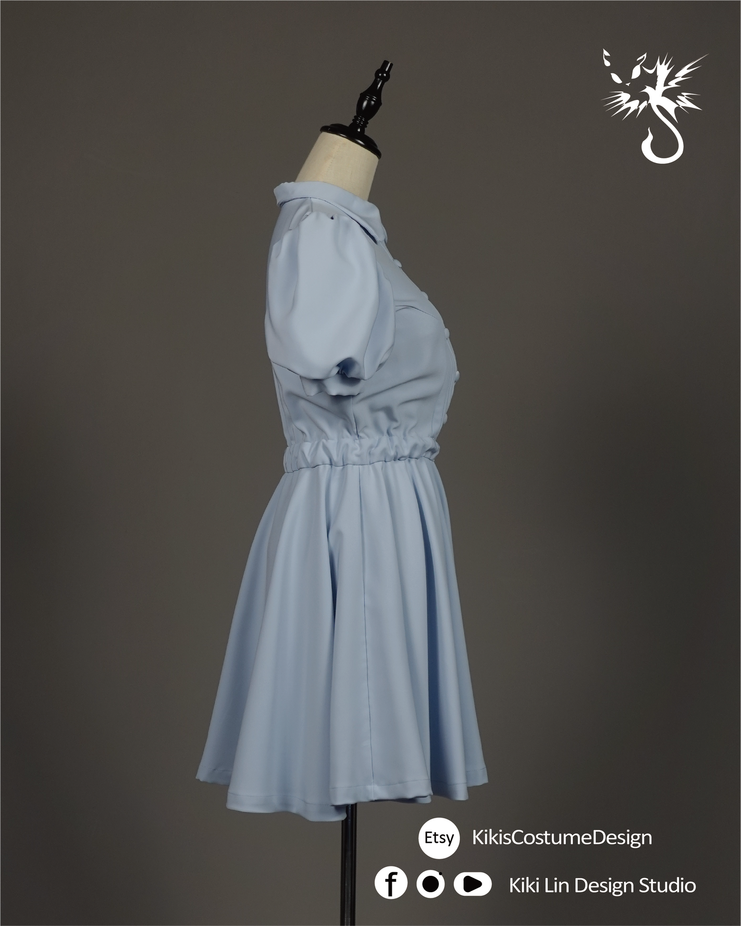 Powder Blue "Dollhouse" Puff-Sleeve Dress