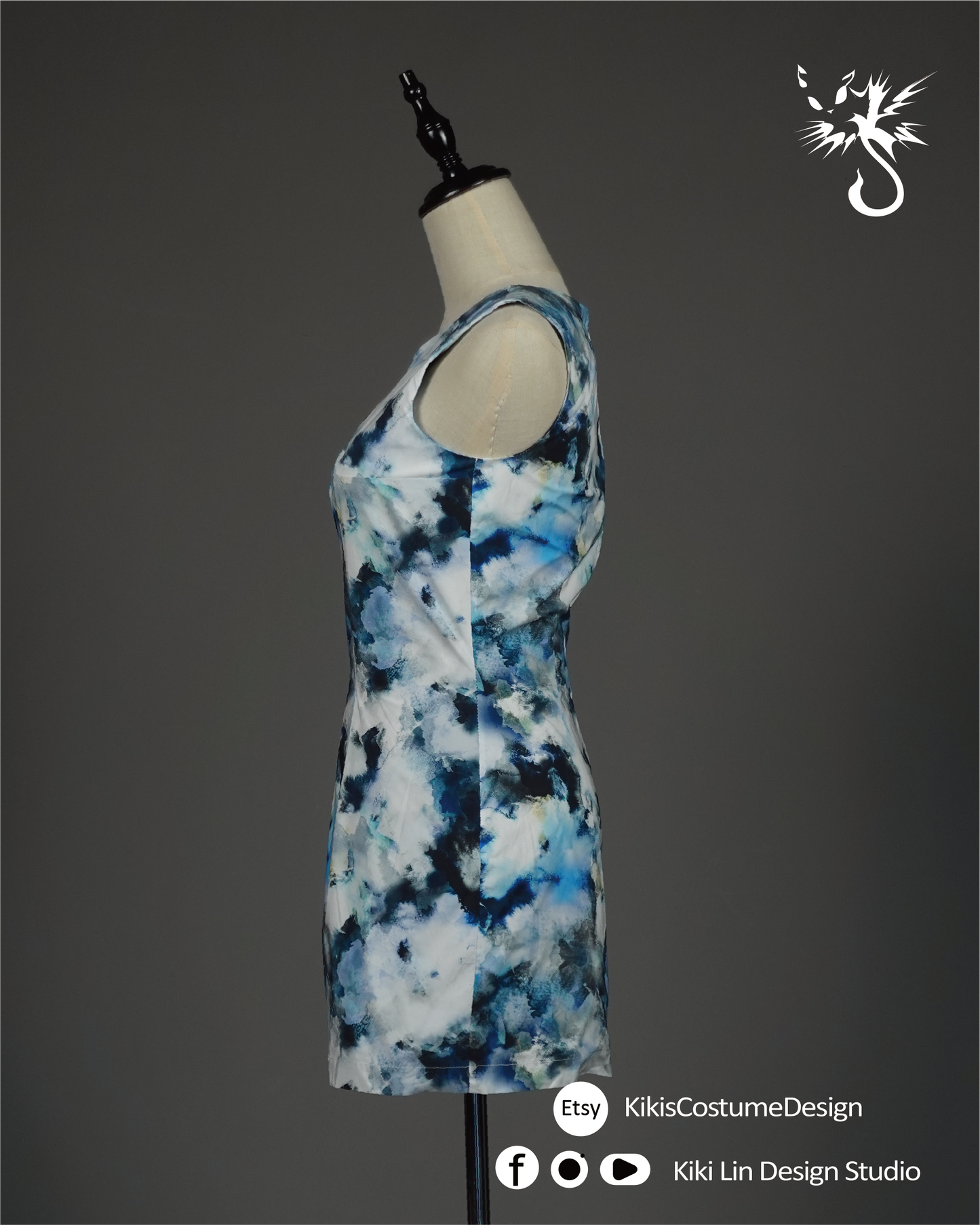 "Ink Cloud" Taffeta Shift Dress