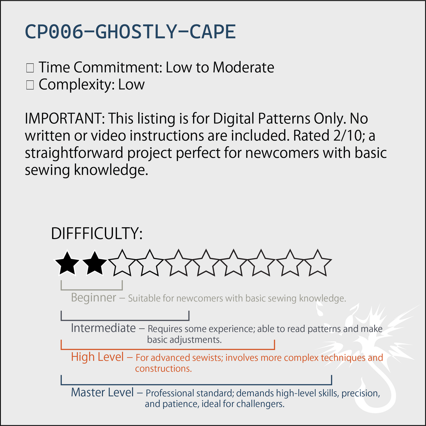 Ghostly Hooded Cape Pattern| 幽靈感連帽斗篷紙型（XS–2XL）