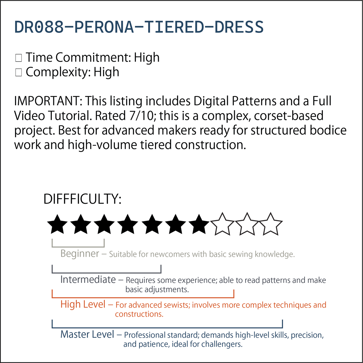 Perona Corset Gown Pattern | 佩羅娜禮服紙型 (XS-2XL)