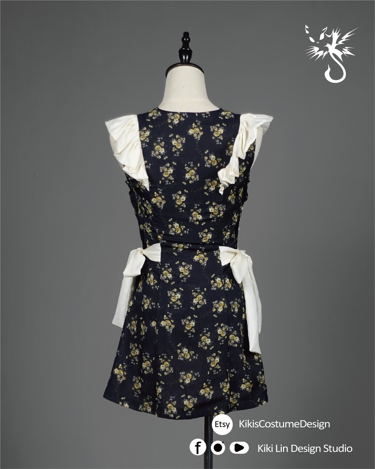 "Wildflower Apron" Side-Button Mini Dress