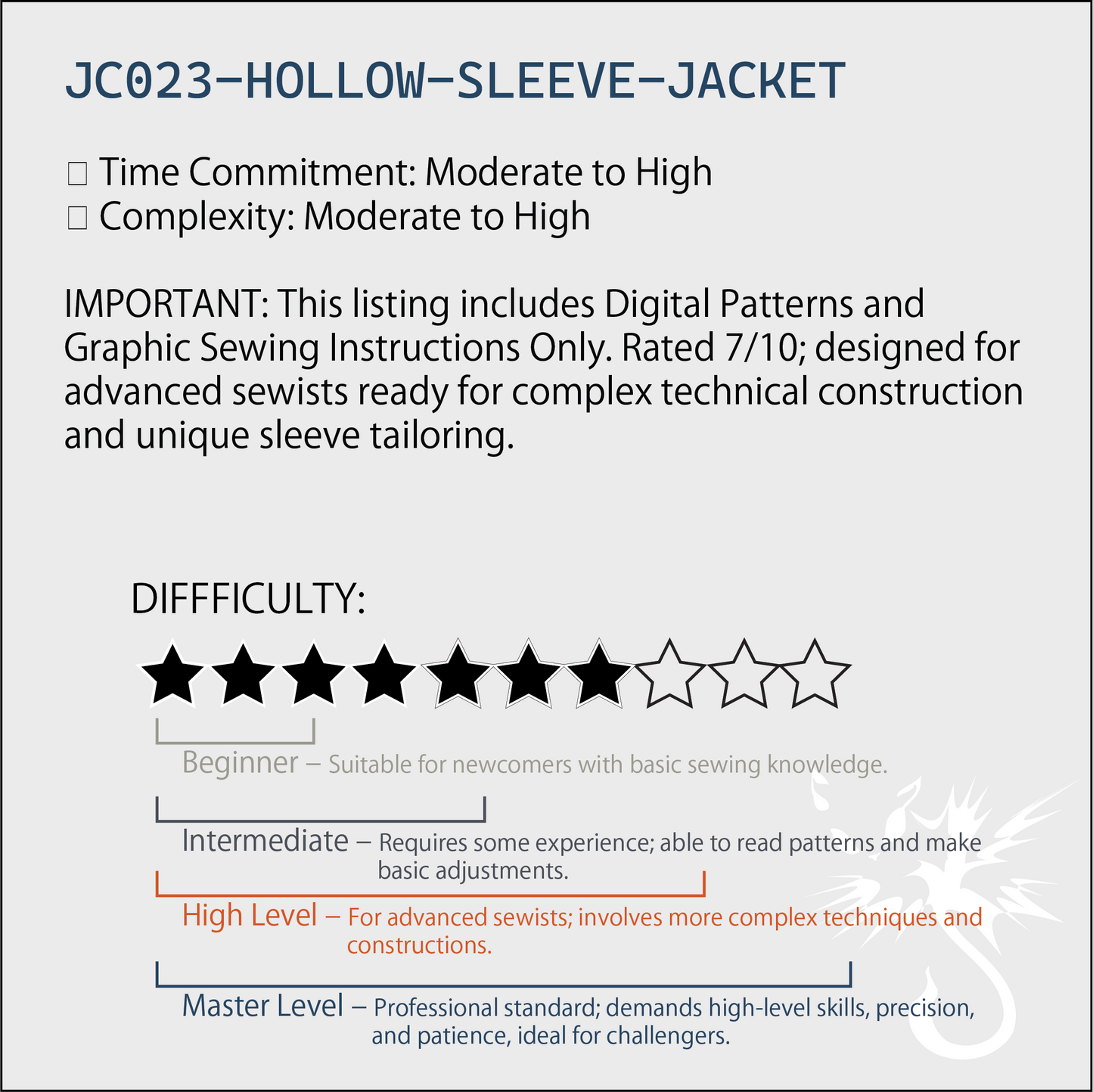 Gothic Tailored Jacket Pattern | 哥德風剪裁外套紙型（XS–2XL）