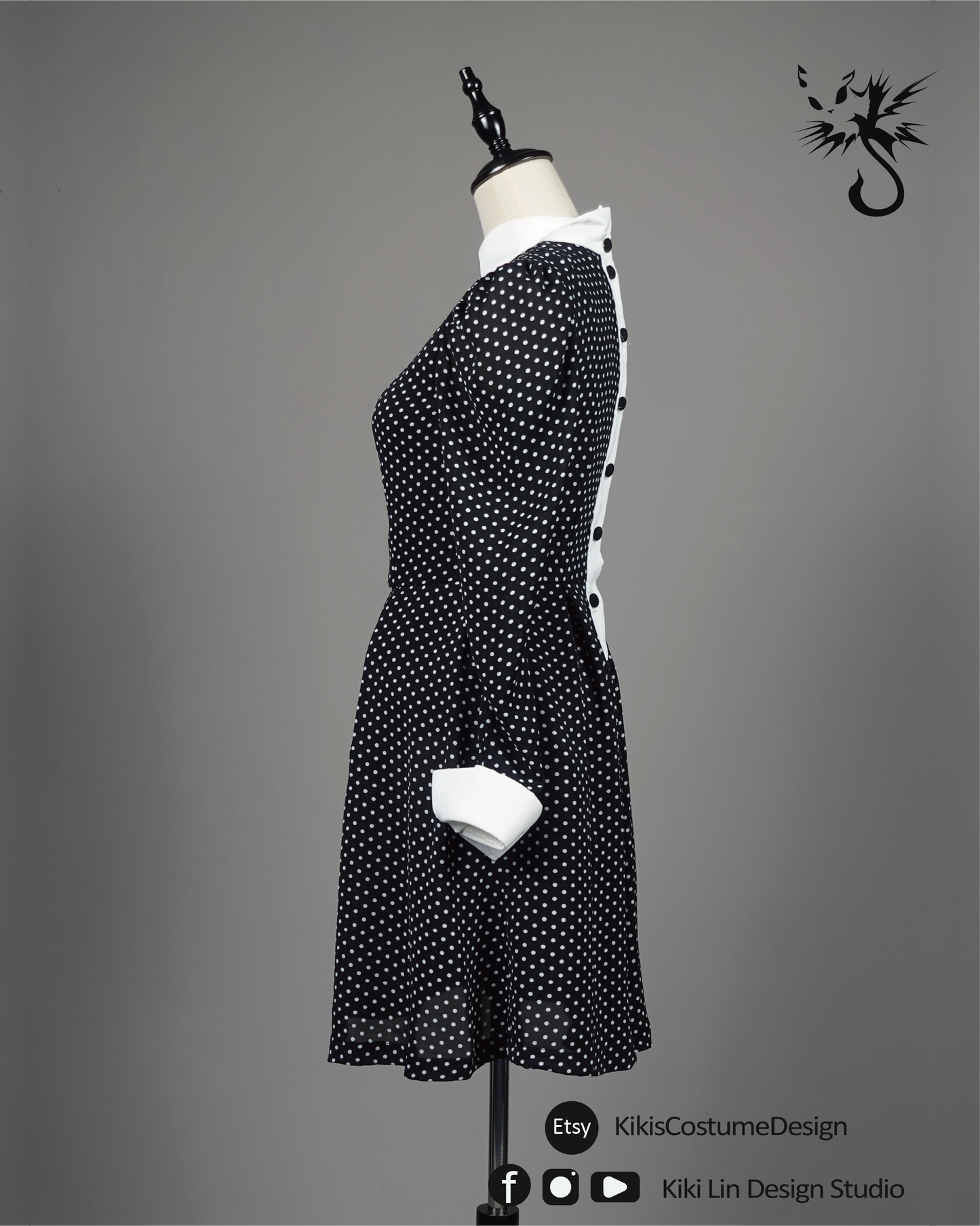 Polka-Dot "Reverse Placket" Doll Dress