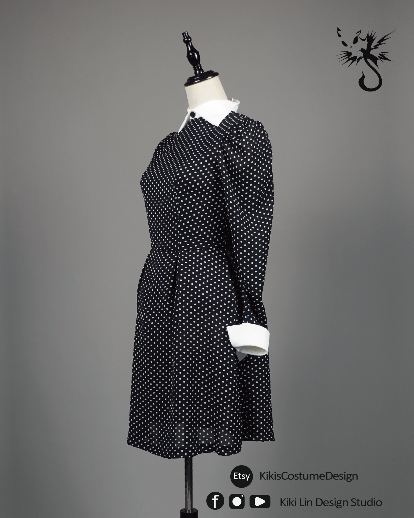 Polka-Dot "Reverse Placket" Doll Dress